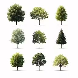 a collection of trees with some green leaves on them