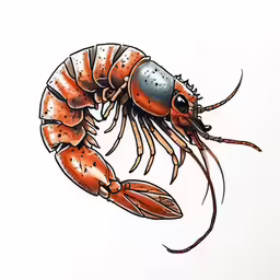 the lobster is drawn on white paper, and looks like it has some black lines