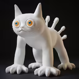 a white and black figurine of a cat