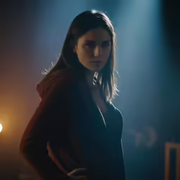 a woman with shoulder bags on in a black coat