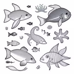 a group of fish swimming through the water