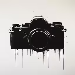 a drawing of a camera painted black in ink