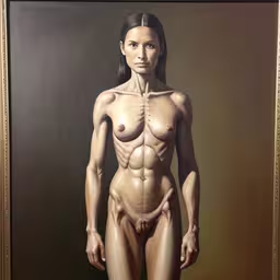 an art piece with a woman body in the middle,a painting of a naked girl with no shirt on