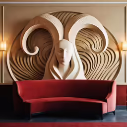 an artistic sculpture is in the center of a room