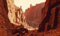 the canyon in desert are rocky and brown