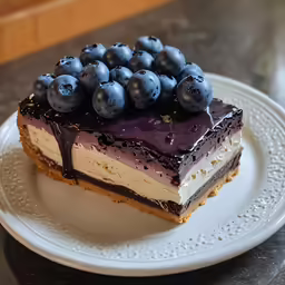 a dessert plate with a slice of cake on it