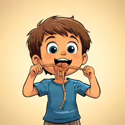 an image of a young man eating food