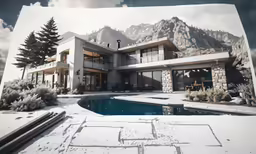 a very large house sitting next to a swimming pool