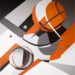 a white and black object on top of a black and orange stripe