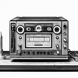 an old stereo with its electronic component and cord