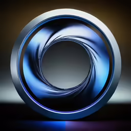 blue circular sculpture placed on the dark ground