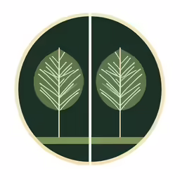 two green leaves with white stripes in a round circle