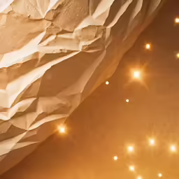 a room with many lights and sheets of paper