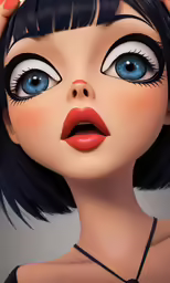 an adorable young lady wearing makeup and lipstick