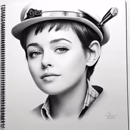 a girl wearing a hat with a bird on her head