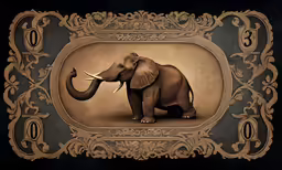 a painting of an elephant in a frame