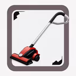 a close up of a black and red vacuum