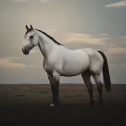 the white horse has black tails and long manes