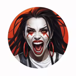 a woman with blood painted on her face and makeup