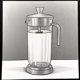 the drawing shows a blender in the shape of a coffee pot
