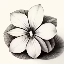 a flower with leaves in the center and some white petals