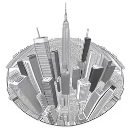 an illustration of the city of chicago in an area with buildings,the centerpiece of a city made up of buildings
