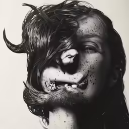 a woman with black makeup and her hair wet