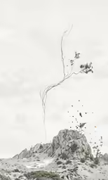 an image of a tree branch going down from a cliff
