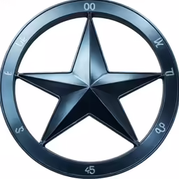 a large black star with white numbers and numbers