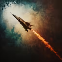 a jet is leaving a trail as it flies in the sky