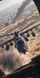 an aerial photograph of a military helicopter