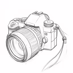 a drawing of a camera on white paper