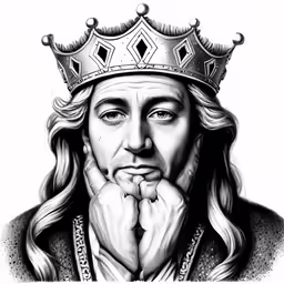 a drawing of a man in a crown
