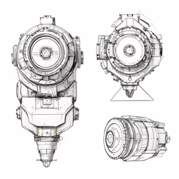 some drawing of the workings and parts of an aircraft engine