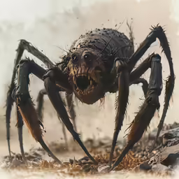 a very big scary looking spider with its mouth open