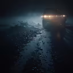 vehicle driving along the edge of a body of water