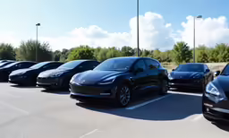 a bunch of different cars parked in a lot