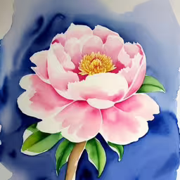 a painting of a large flower on a white surface,this is a painting of a peony