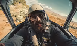 a pilot looking out of his plane window