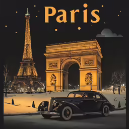 a paris lit up at night with the eiffel tower