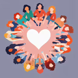 several people in the shape of a heart,many people are holding their hands in the shape of a heart