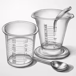 an illustration of measuring cups with spoons on the side