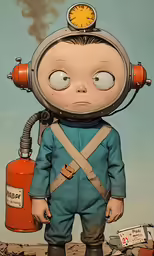 the man is wearing a diving suit and helmet