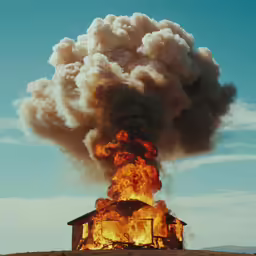the house has been engulfed by an enormous fire