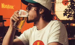 a man holding a glass in his right hand