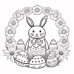 an easter bunny with some flowers and eggs