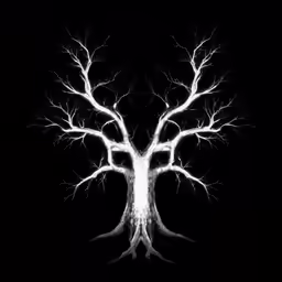 a tree with no leaves on it in the dark