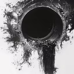 an abstract painting with water drops coming out of it
