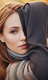 a woman wearing a scarf posing for a picture