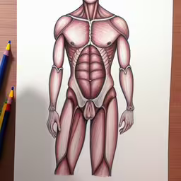 a drawing of the torso of a man,a drawing of an adornant man holding his hand to his waist